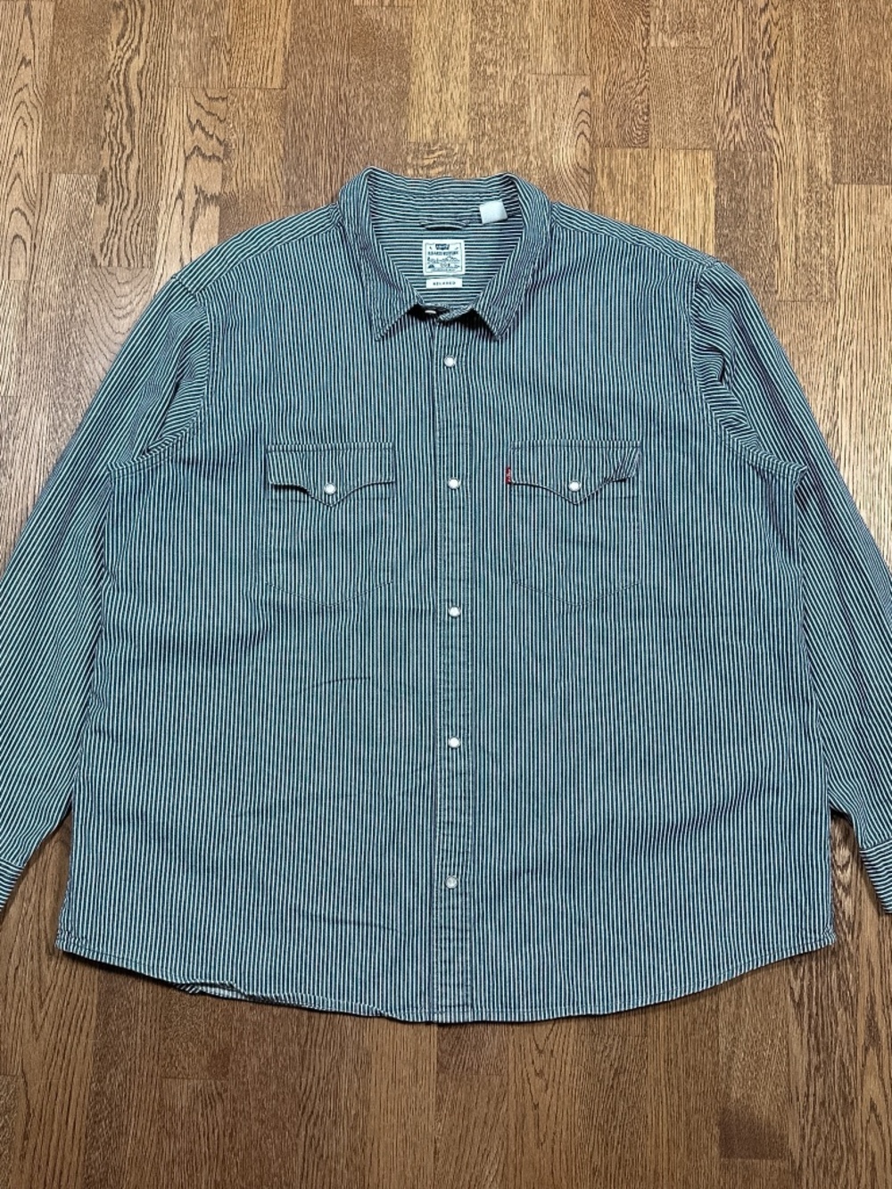 Levi's Relaxed Western Engineer Stripe Pearl Snap L/S Button Shirt Mens 2XL